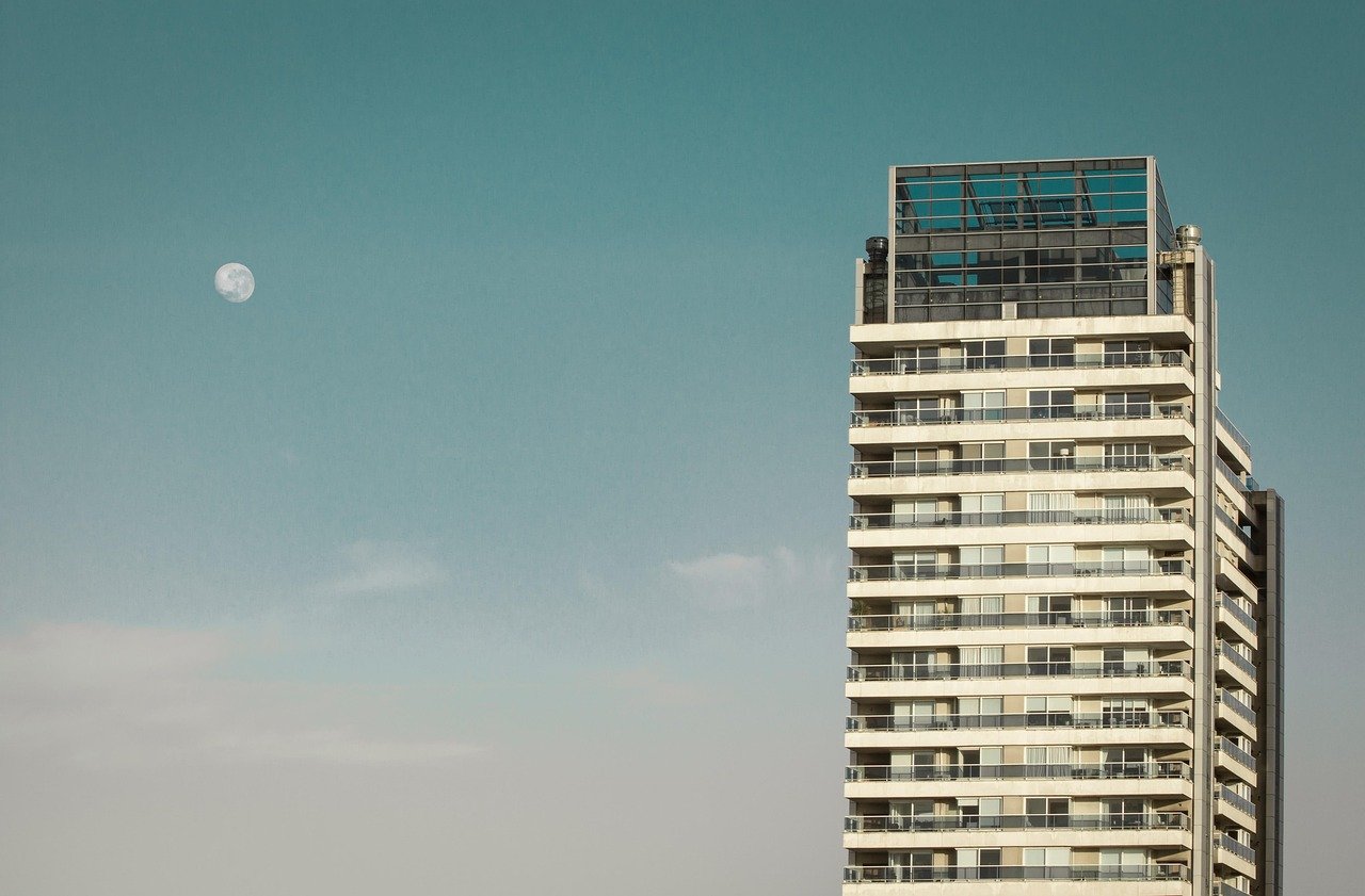 moon, nature, edifice, building, arquitectura, edificio, luna, cielo, sky, balcón, night sky, balcony