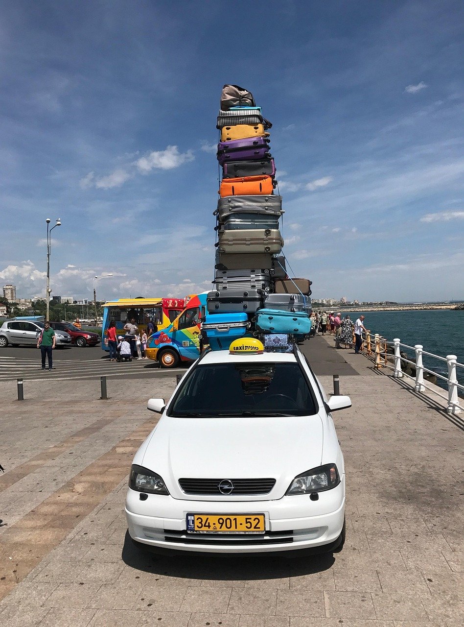 taxi, suitcase, overloaded, taxi, overloaded, overloaded, overloaded, overloaded, overloaded